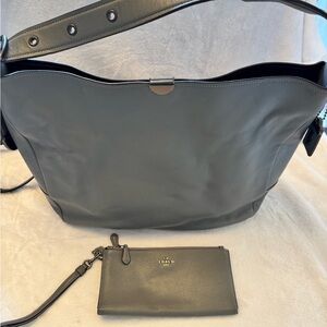 Coach Bedford Hobo Bag 31674 Dark Grey Leather AND Coach double zip wallet